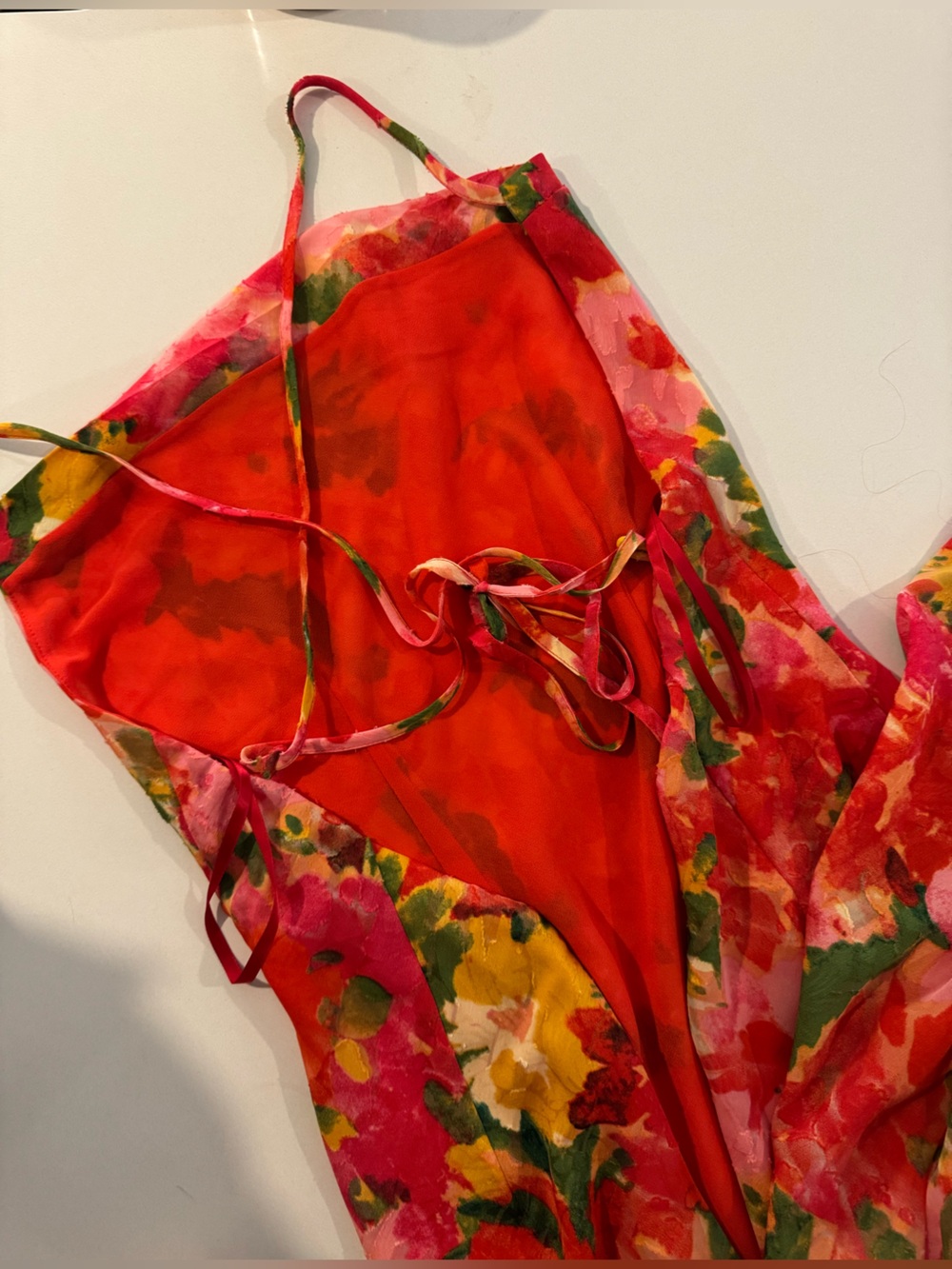 Hello Molly Floral Slip Maxi Dress in Pink, Orange, Green - Picture 4 of 6